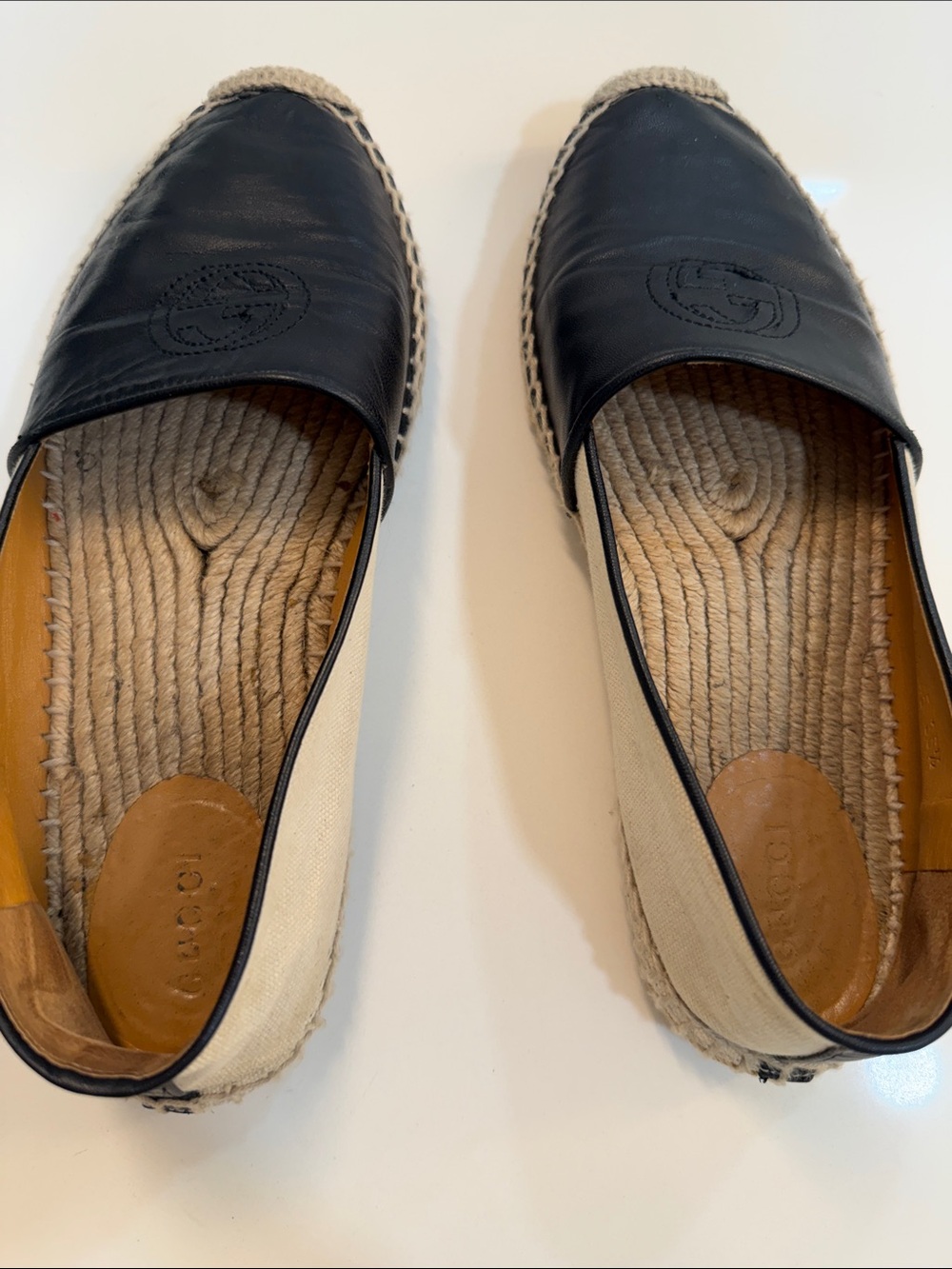 Gucci Black Leather Espadrille Slip-On Loafers - Picture 7 of 8
